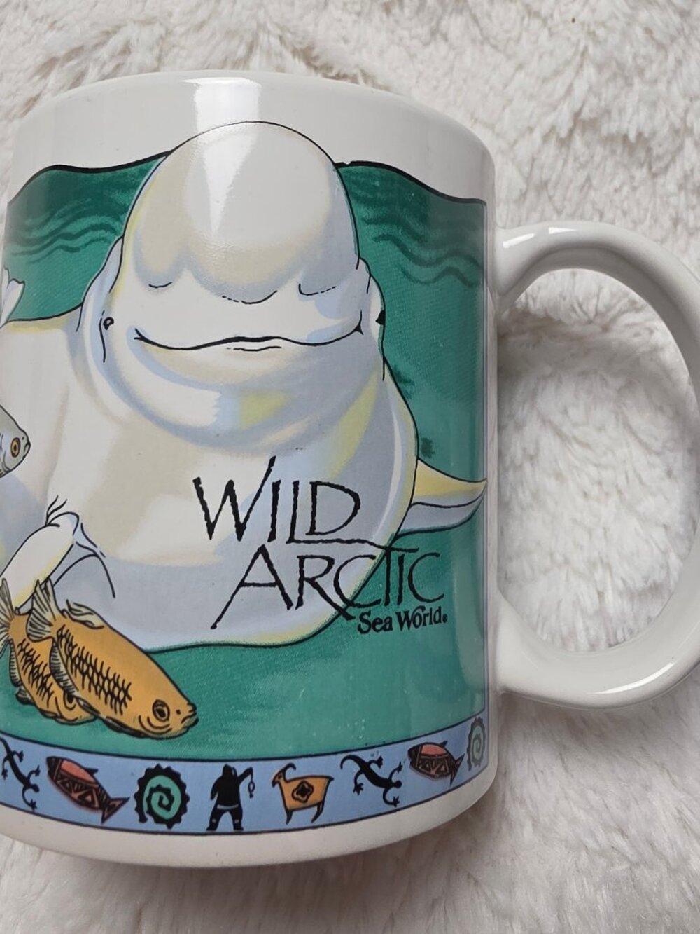 Set of 2 Vintage 90s Seaworld Souvenir Mugs Wild Arctic Beluga Baby Harp Seal - Picture 2 of 9